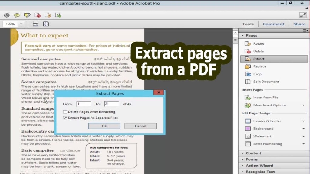 adobe pdf repair Adobe Acrobat Extract Pages feature