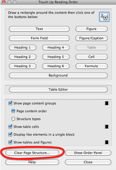 adobe pdf repair Adobe Acrobat Touch Up Reading Order tool