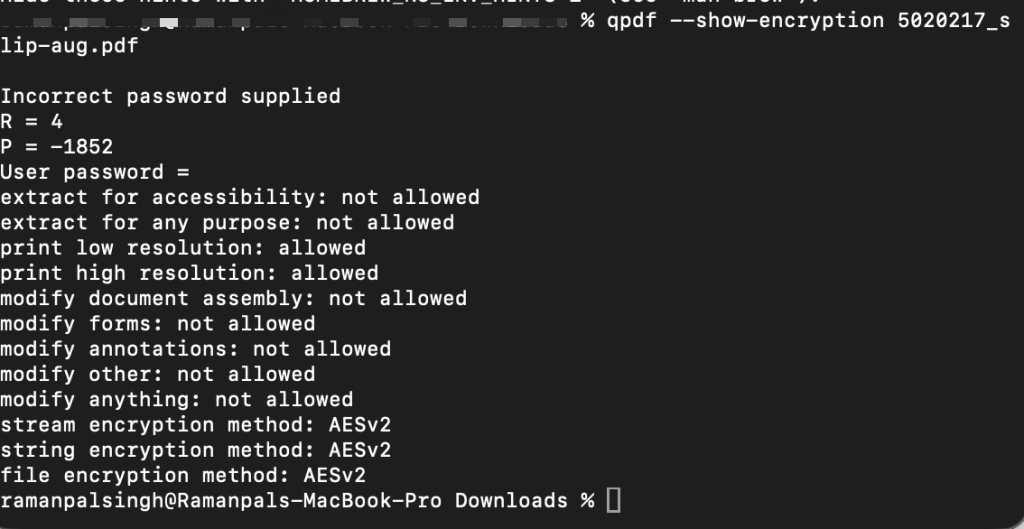 check pdf corruption qpdf command line output showing PDF structure check with no errors