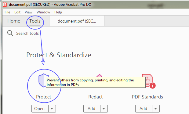 fix encrypted pdf Adobe Acrobat Pro menu showing Remove Password option