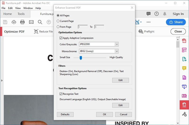 fix large pdf file Adobe Acrobat PDF optimizer discard objects options