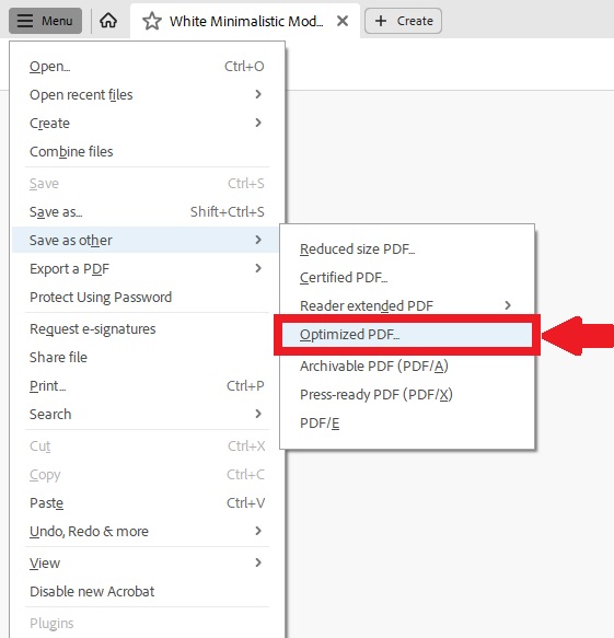 fix malformed pdf Adobe Acrobat 'Save As Optimized PDF' dialog with 'Audit space usage' button highlighted