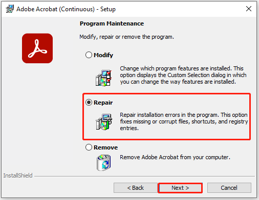 fix report pdf corrupted PDF error message screenshot