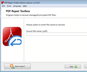fix report pdf PDF repair software main window with repair button