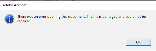 how to restore corrupted pdf corrupted PDF error message Adobe Acrobat