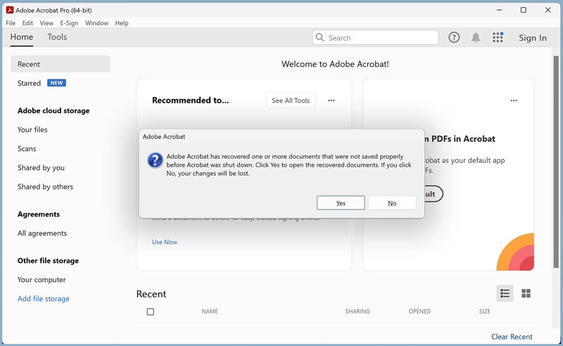 pdf document recovery solution Adobe Acrobat Pro software with Optimized PDF option highlighted