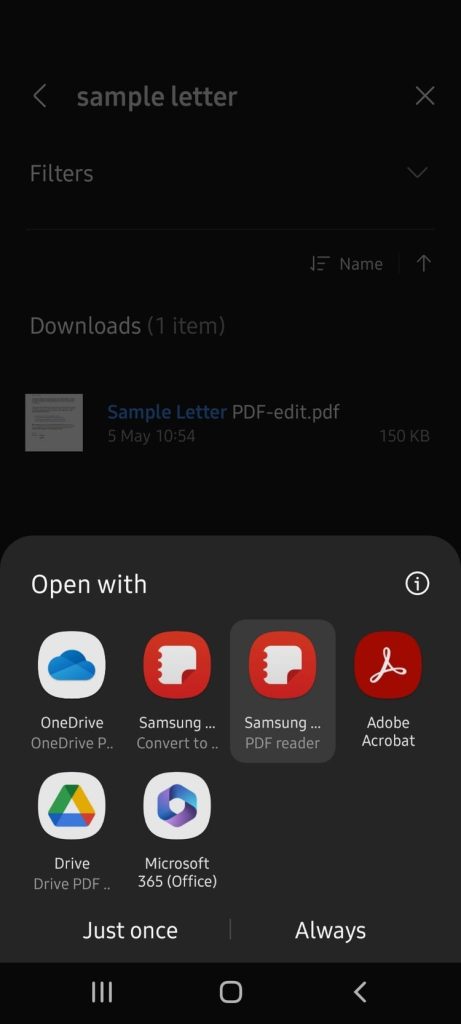 pdf not opening on android Android file manager app showing a PDF file with file details