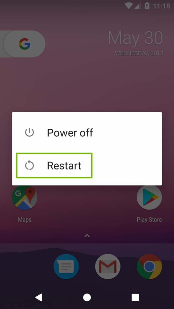 pdf not opening on android Android phone restarting with power menu showing Restart option