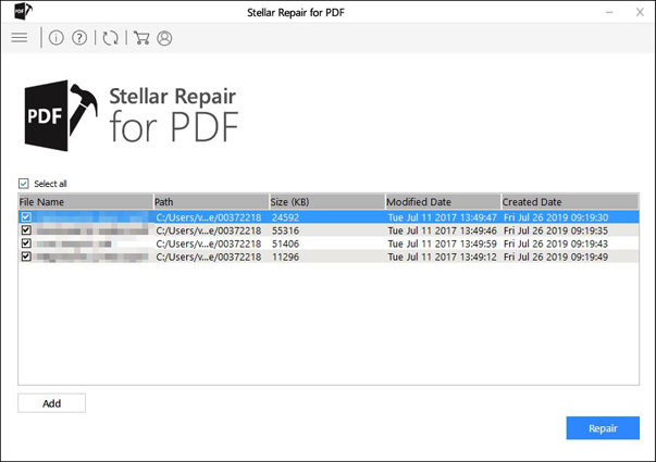 pdf printing failed repair PDF repair tool interface showing repaired file
