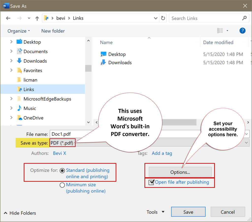 pdf printing failed repair PDF to Word conversion dialog box showing save as option