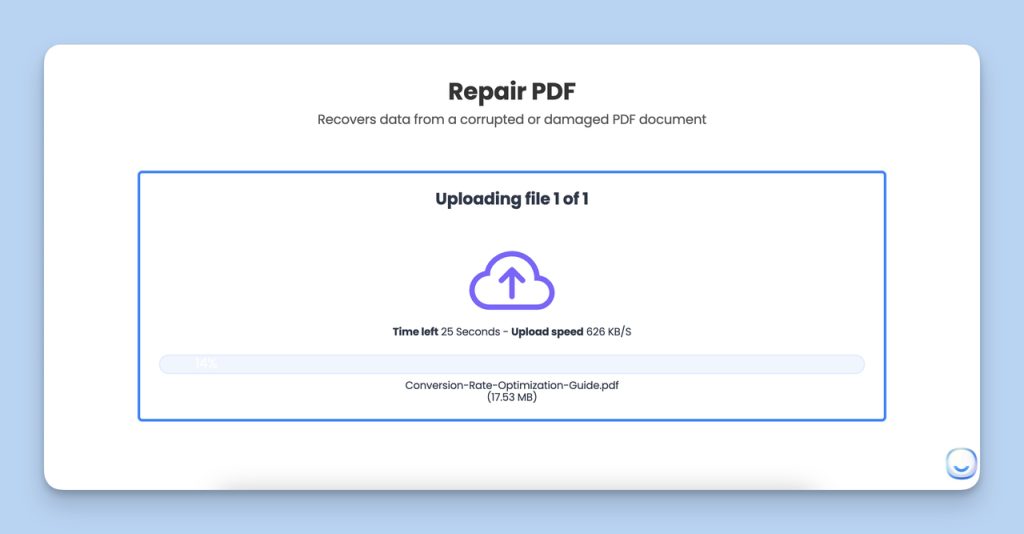 private pdf repair online download repaired PDF button in browser