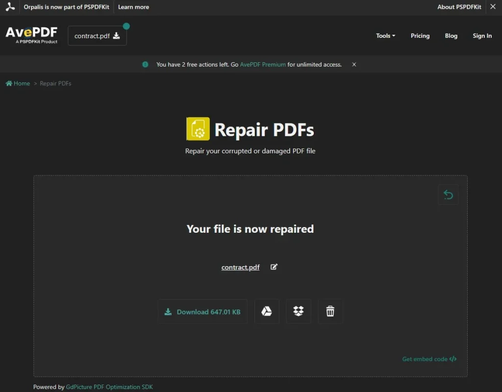 private PDF repair online tool interface client-side no upload