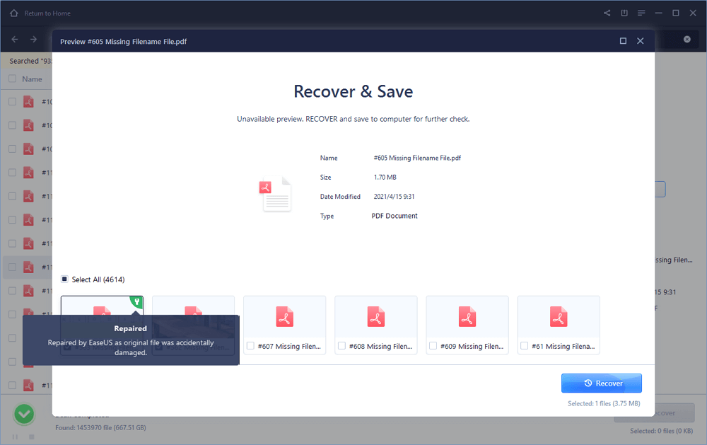 recover missing pdf pages Online PDF repair tool upload interface showing drag and drop area