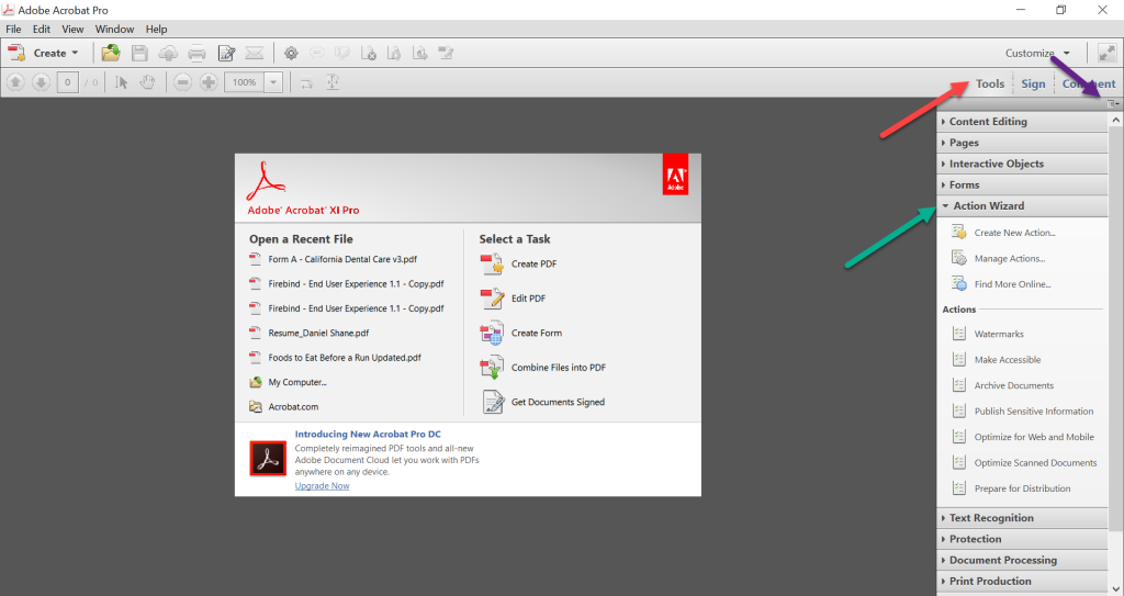 recover multiple pdf files Adobe Acrobat Pro Action Wizard batch repair