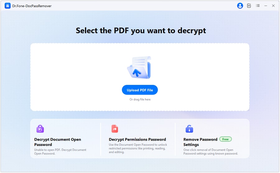 recover password protected pdf online PDF unlock service upload page