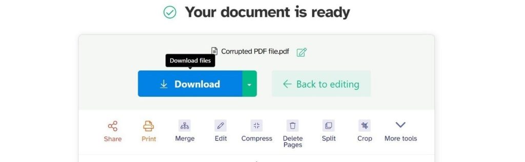 repair pdf after download uploading a PDF to an online repair website