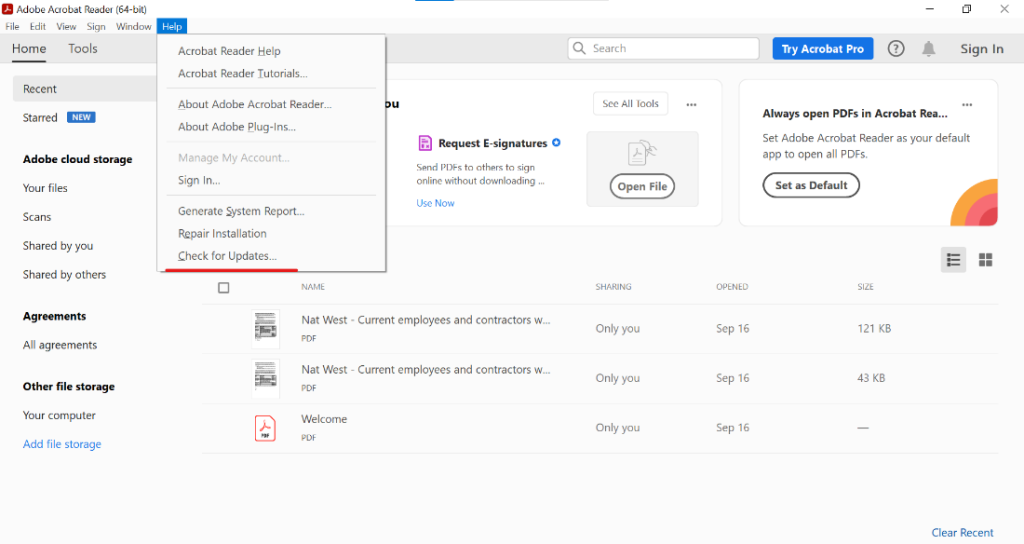 repair pdf after file corruption Adobe Acrobat error message asking to repair PDF