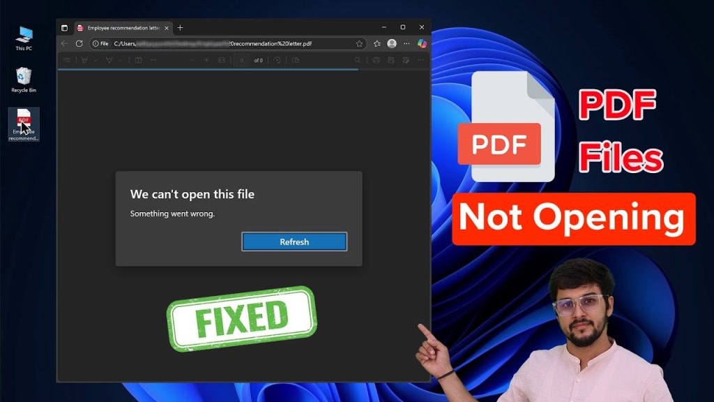 repair pdf download error file explorer showing PDF file with .pdf extension highlighted