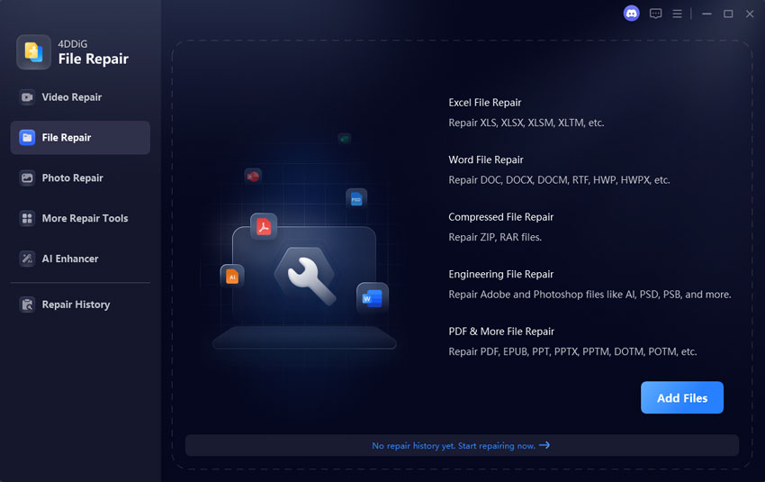 repair pdf file online PDF repair website upload file button