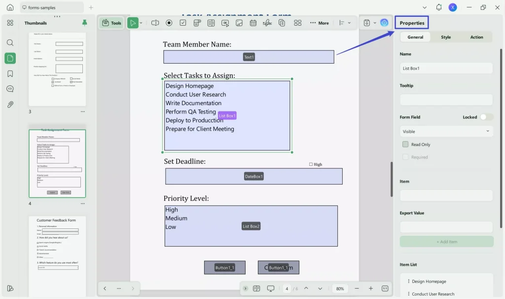 repair pdf form fields PDF form field with Properties window showing Read Only option