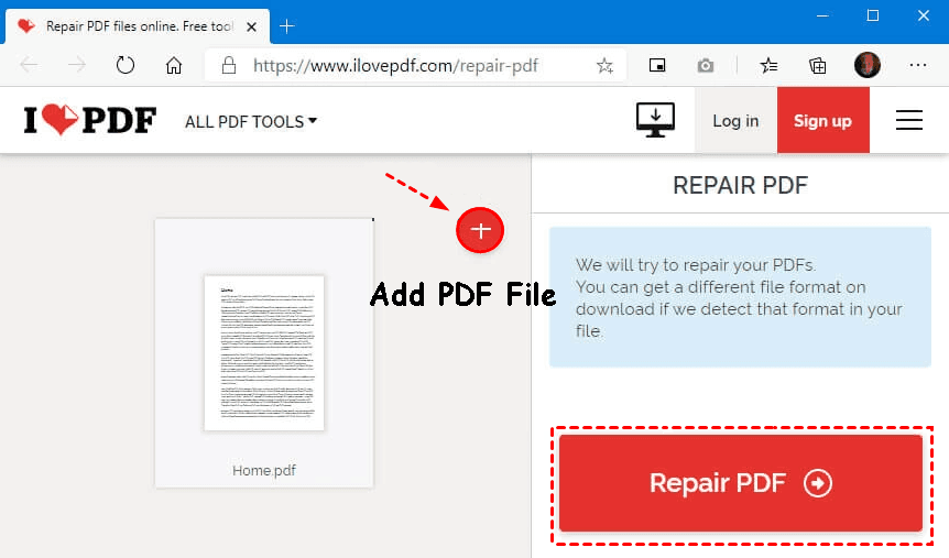 repair pdf using php Opened repaired PDF file in Adobe Acrobat Reader