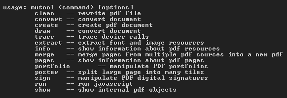 repair pdf with mutool mutool version terminal screenshot