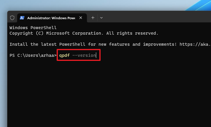 repair pdf with password command prompt window showing qpdf command