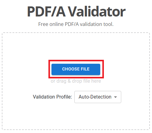 scan pdf for errors Online PDF validator website showing upload button and scanning status