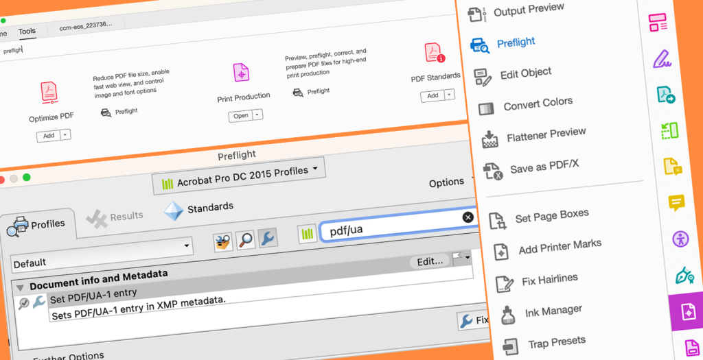 acrobat pdf repair Adobe Acrobat Pro Preflight panel with fix profiles and repair results
