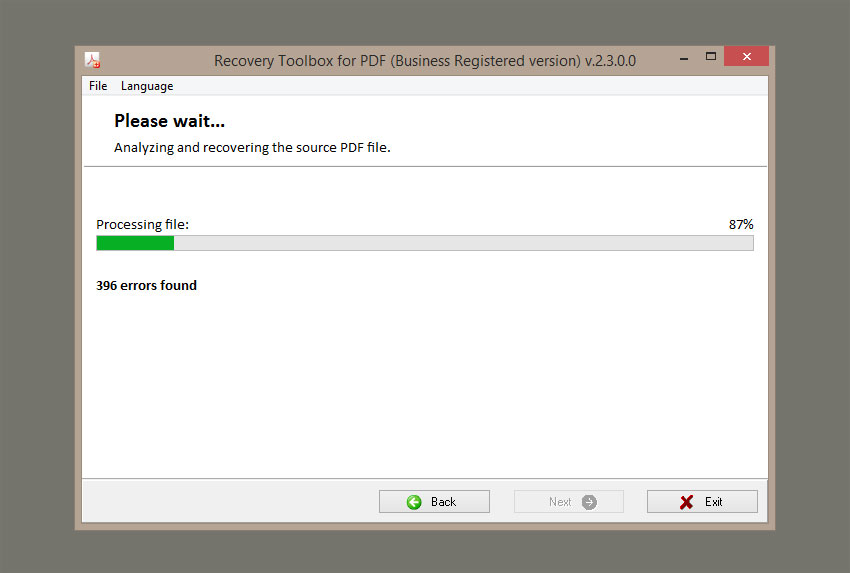 broken pdf file recovery broken PDF file error message on computer screen