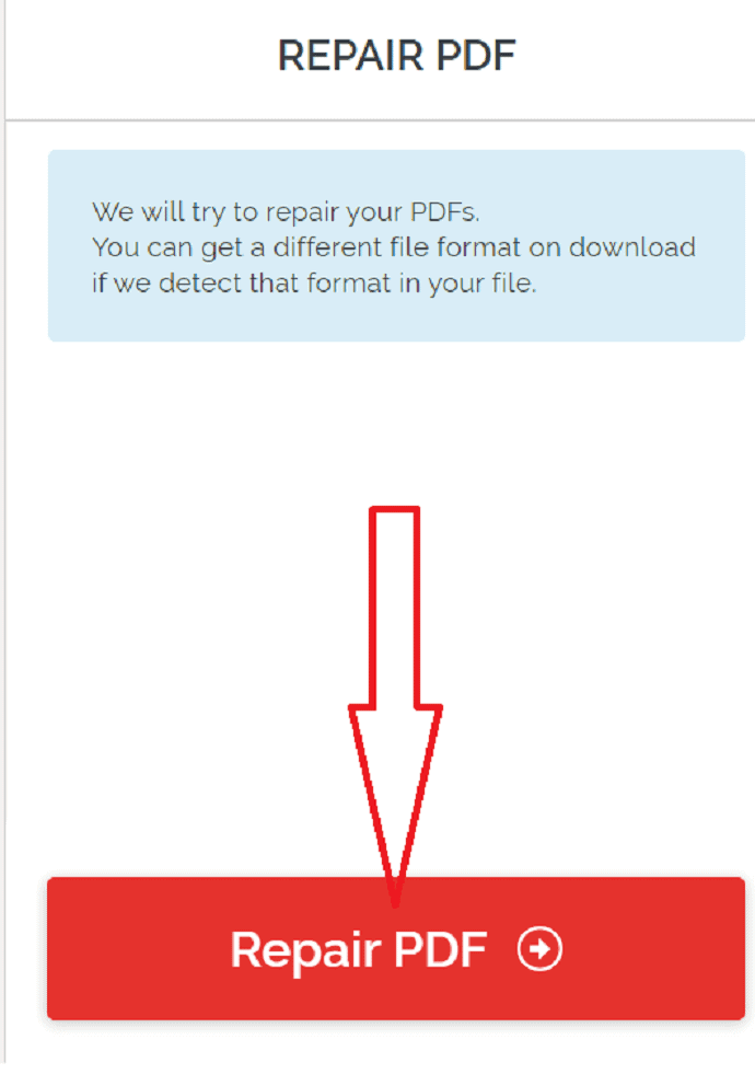 corrupted pdf repair online download button for a repaired PDF file on a website