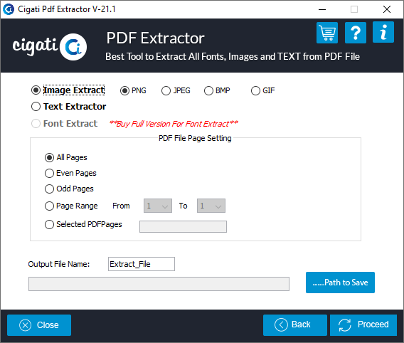 extract pages from damaged pdf online PDF extractor tool interface with upload button