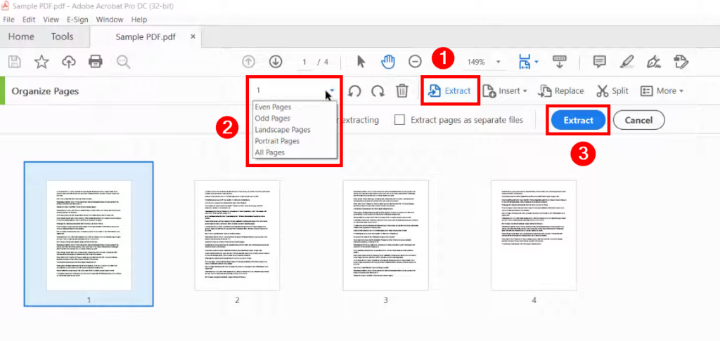 extract pages from damaged pdf PDF viewer displaying page thumbnails of damaged file