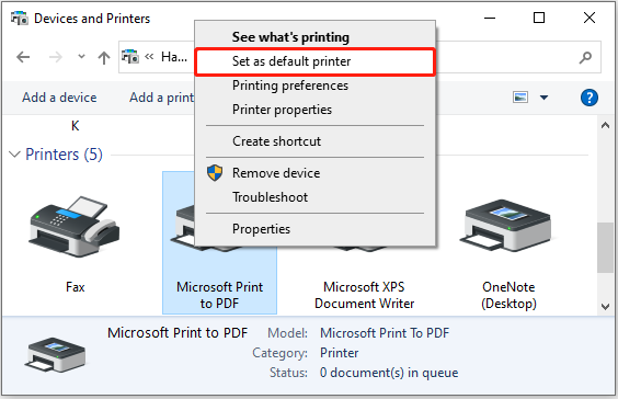 fix compressed pdf Microsoft Print to PDF dialog with settings