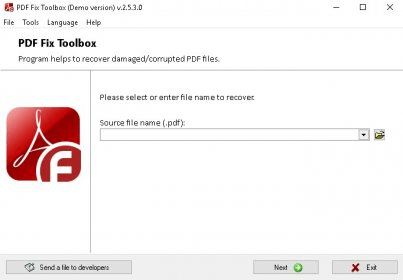 fix compressed pdf PDF Repair Toolbox software window