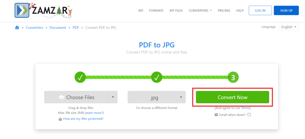 fix damaged pdf for printing Zamzar conversion website showing PDF to JPG option