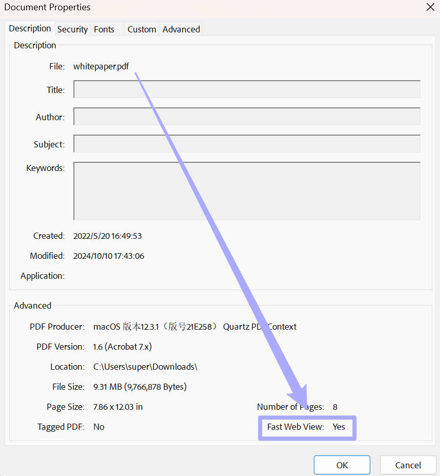 fix fast web view pdf PDF file opened in hex editor showing Linearized keyword