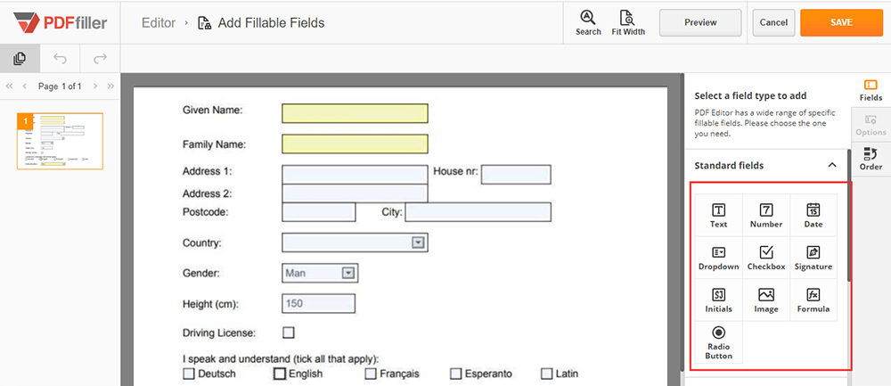 fix fillable pdf Person typing into fillable PDF form fields on a tablet