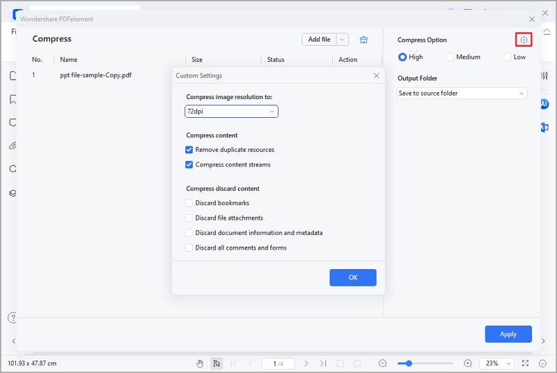 fix huge pdf Large PDF file properties dialog showing size in megabytes