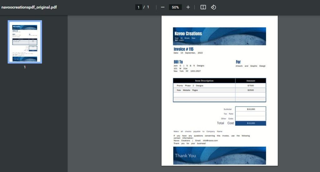 fix invoice pdf invoice PDF error message in PDF viewer