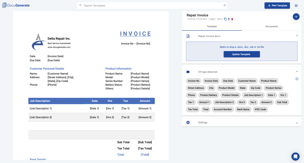 fix invoice pdf recreating invoice from text data