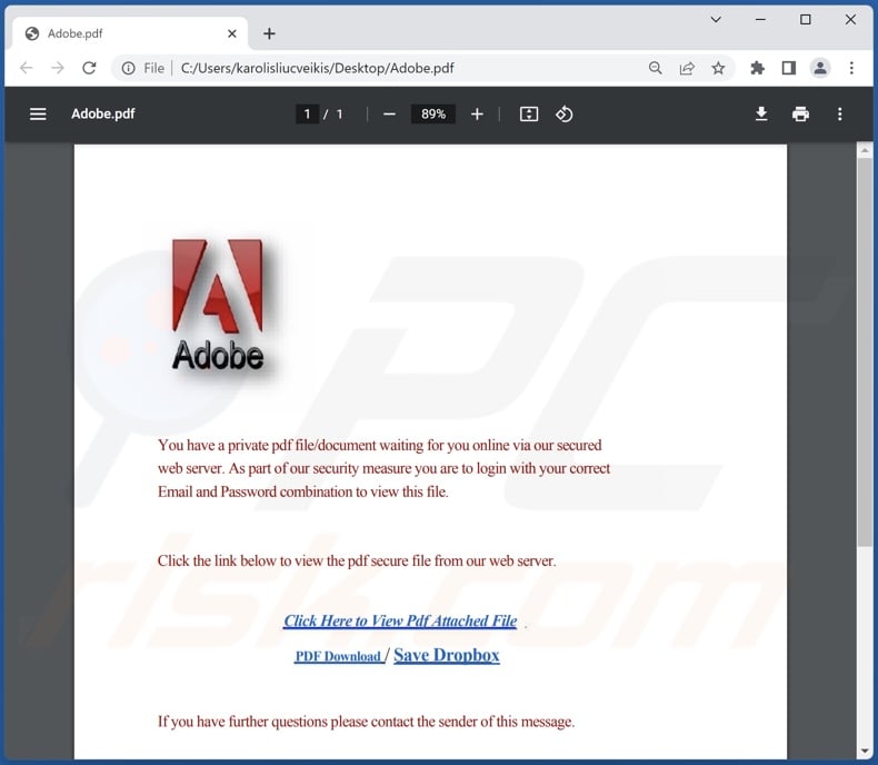 fix pdf download error Person emailing a PDF file as attachment on a laptop screen