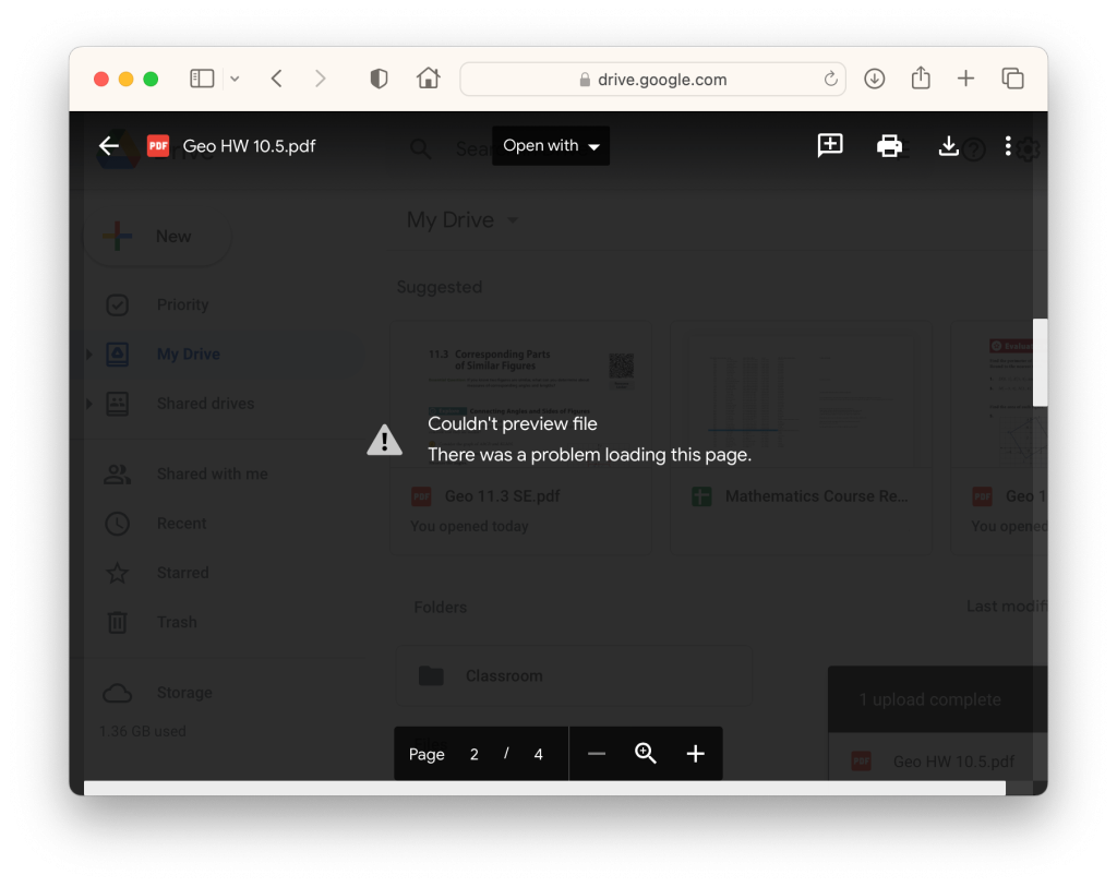 fix pdf from google drive Google Drive PDF error message on laptop screen