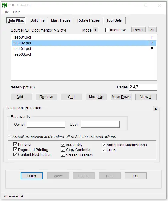 fix pdf metadata PDFtk Builder GUI showing Info tab with metadata fields editable