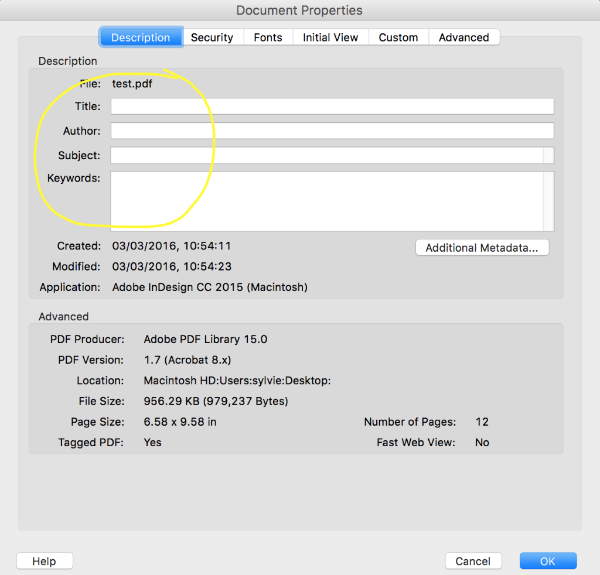 fix pdf metadata Terminal window showing exiftool command editing PDF metadata fields