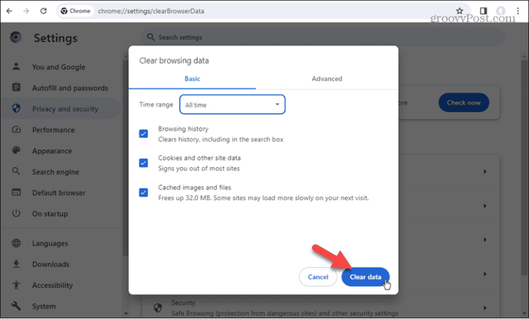 fix pdf not opening in chrome Chrome clear cache settings menu