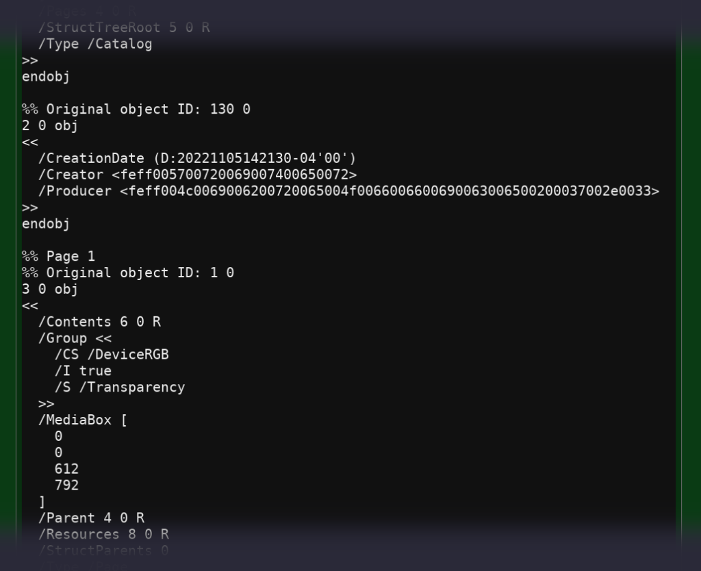 fix pdf structure qpdf linearize command output on terminal screen