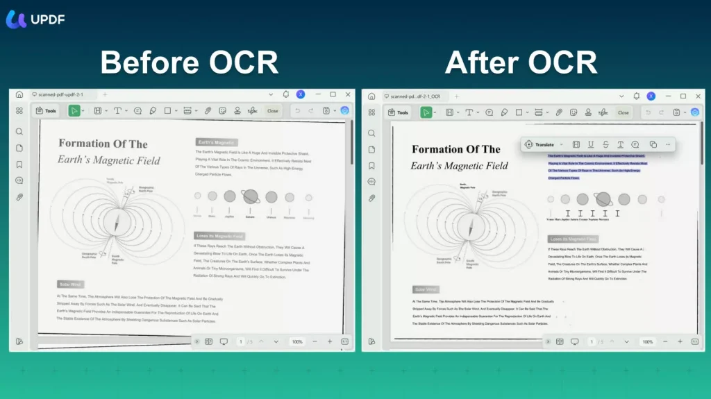 fix scanned pdf comparing OCR output to original scanned document with highlighted errors