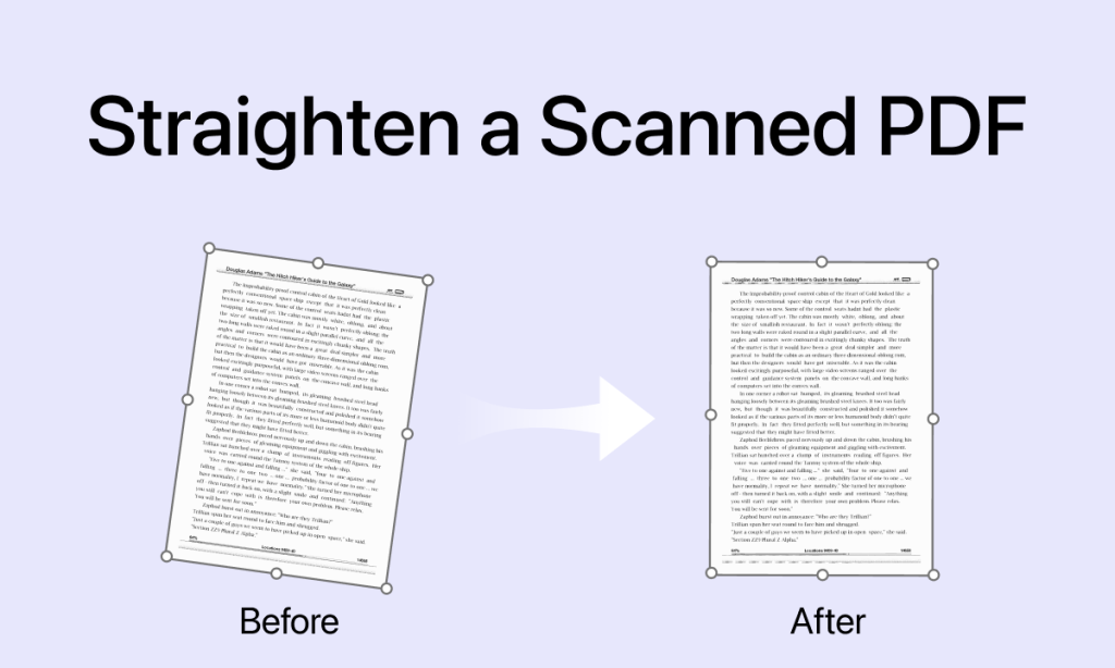 fix scanned pdf scanned PDF document with blurred text and skewed page