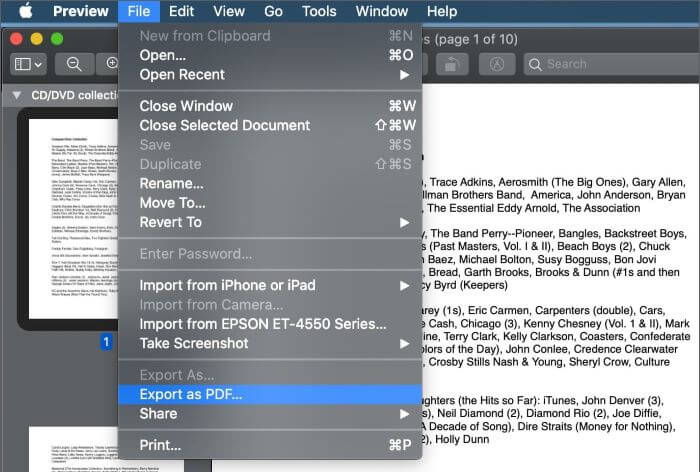 how to repair pdf on mac Export as PDF dialog on Mac Preview